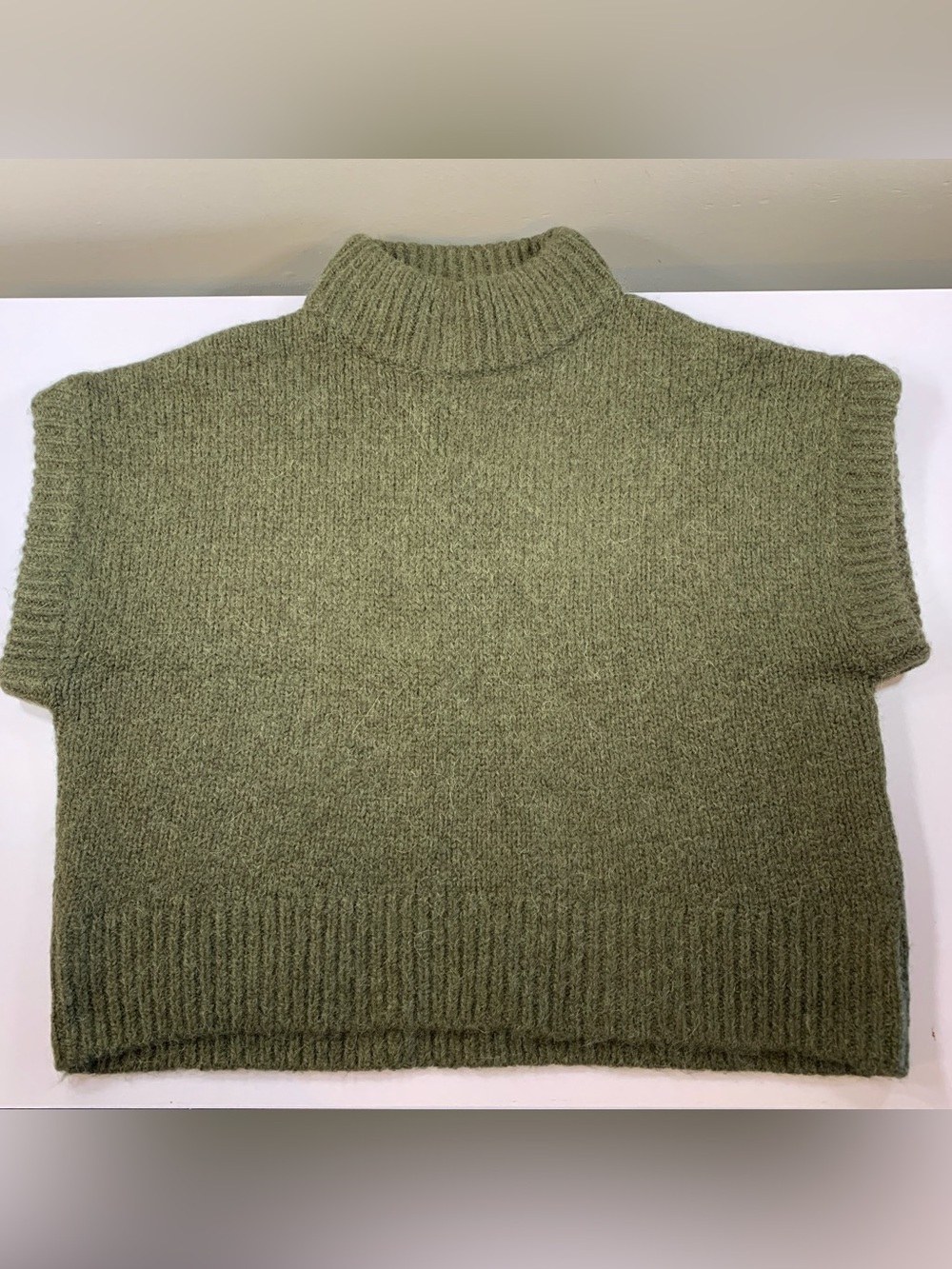 Mint Velvet Sleeveless Mock neck Wool Alpaca Sweater Vest Olive Green Large